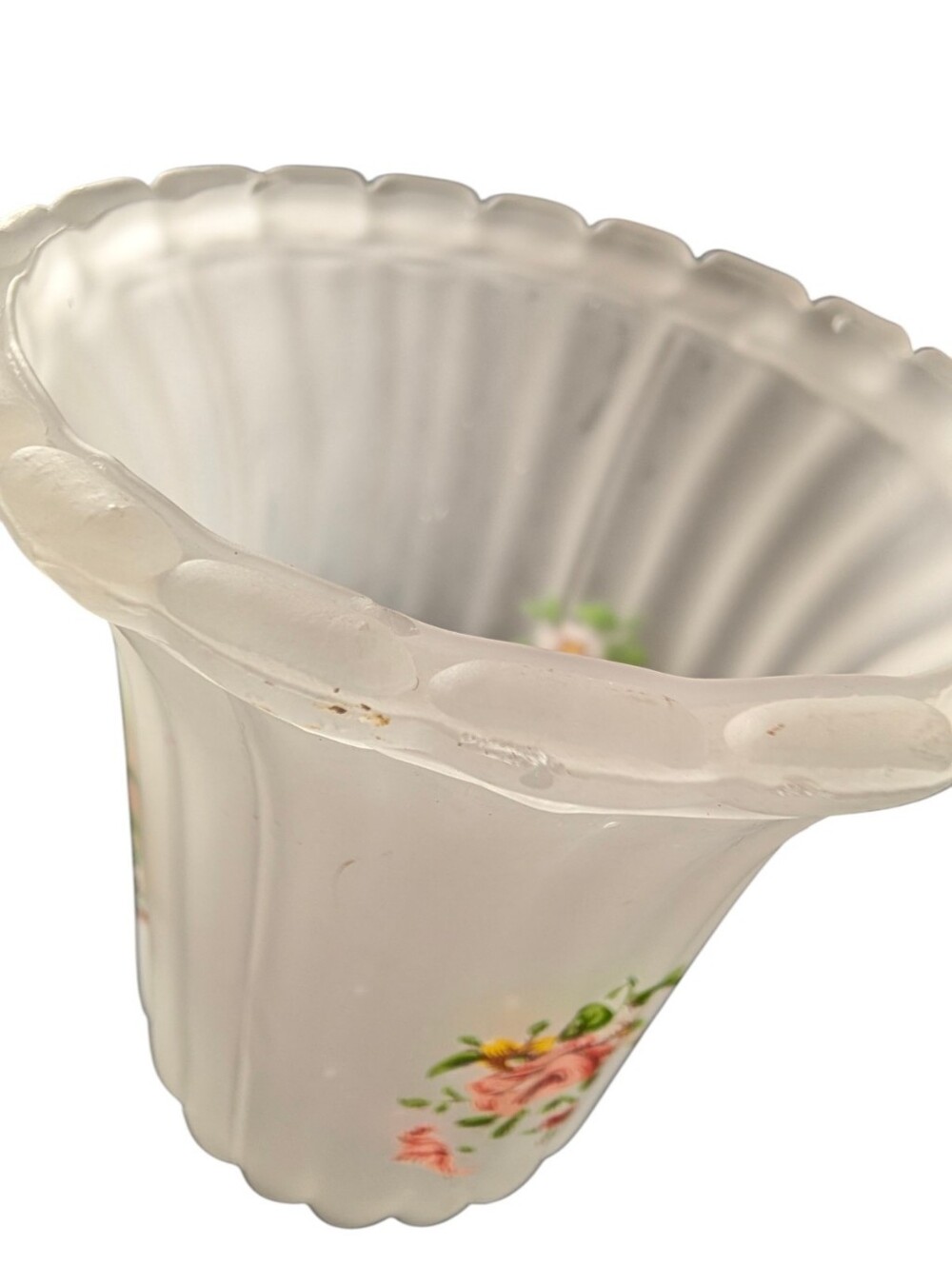 Vintage Westmoreland Frosted Satin Glass Rose Fairy Lamp Shade. SHADE ONLY - Picture 3 of 16